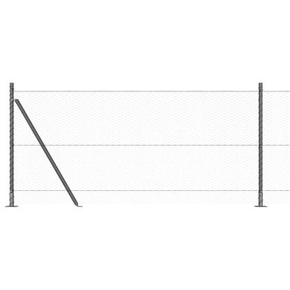 Zaun mit Pfosten Grau 0,8 x 100 m PVC-beschichteter Stahl