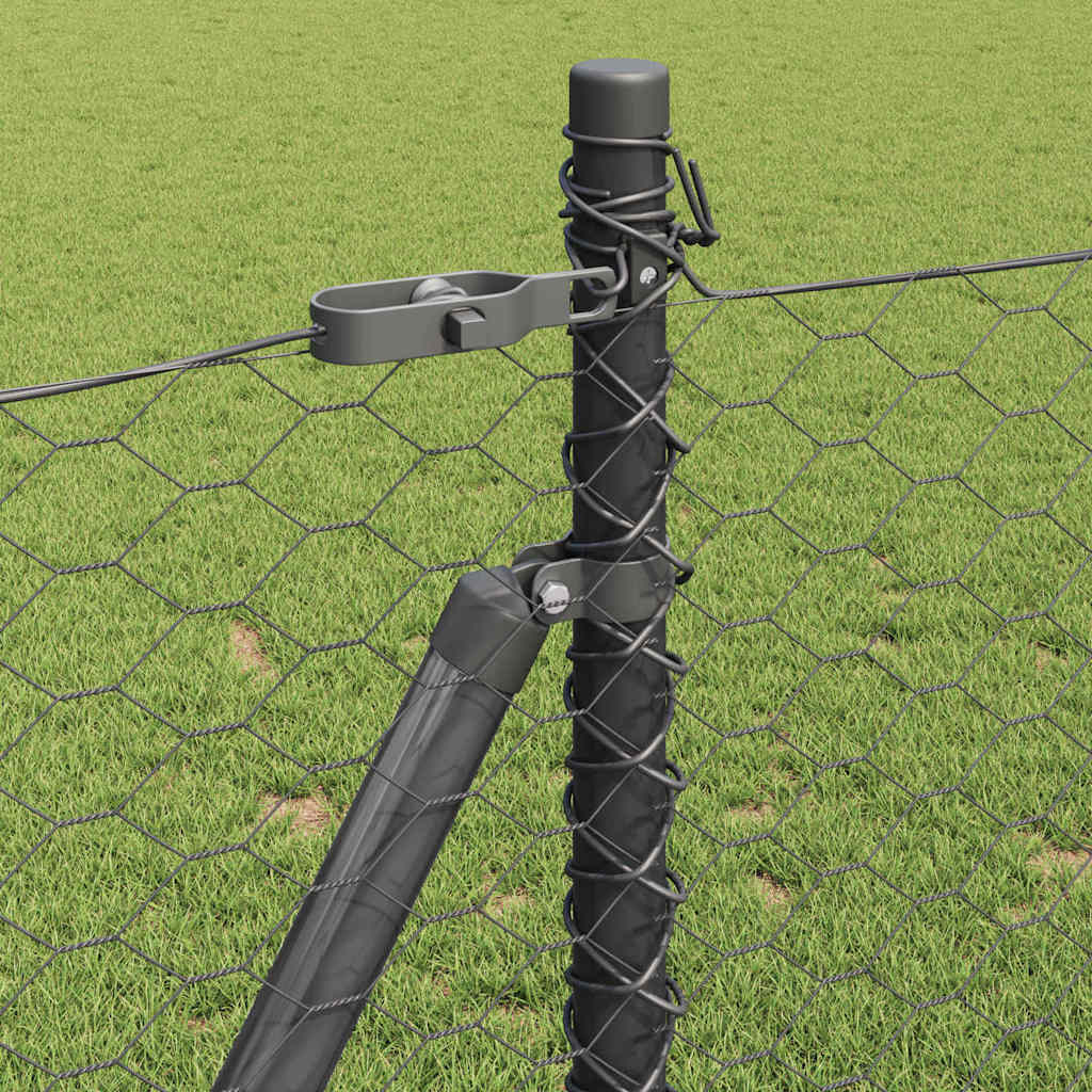 Zaun mit Pfosten Grau 0,8 x 100 m PVC-beschichteter Stahl