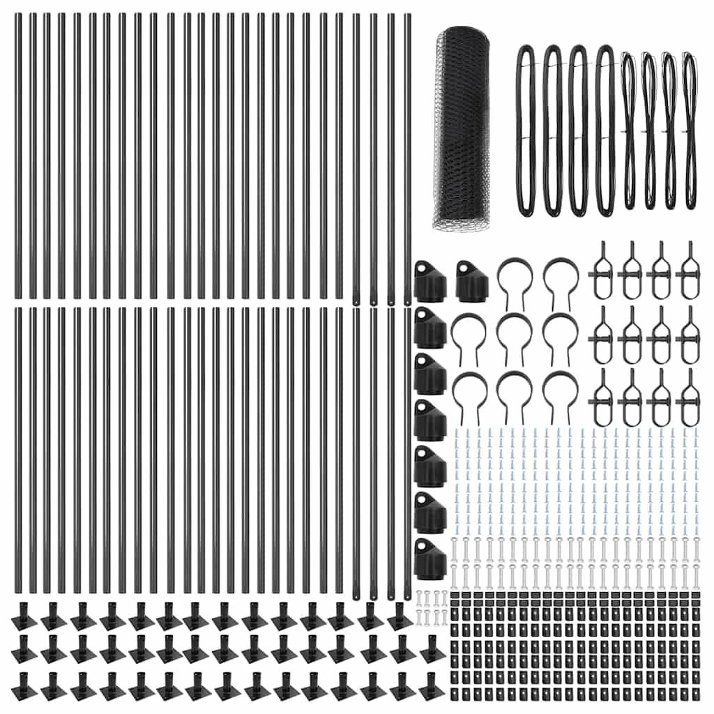 Zaun mit Pfosten Grau 1 x 100 m PVC-beschichteter Stahl