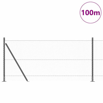 Zaun mit Pfosten Grau 1 x 100 m PVC-beschichteter Stahl