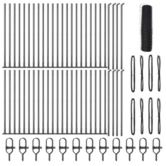 Zaun mit Pfosten Grau 1 x 100 m PVC-beschichteter Stahl