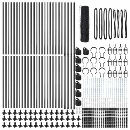 Zaun mit Pfosten Grau 1 x 100 m PVC-beschichteter Stahl