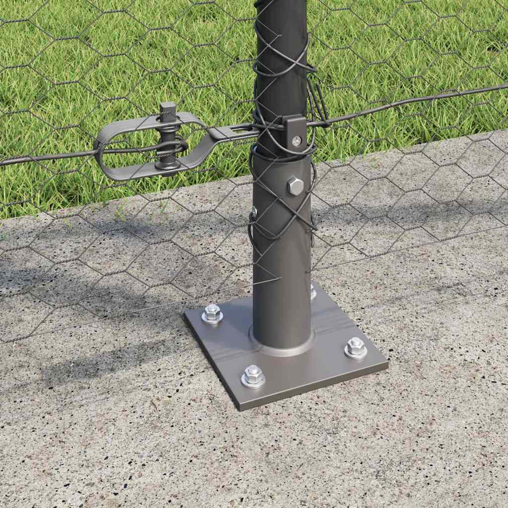 Zaun mit Pfosten Grau 1,2 x 100 m PVC-beschichteter Stahl