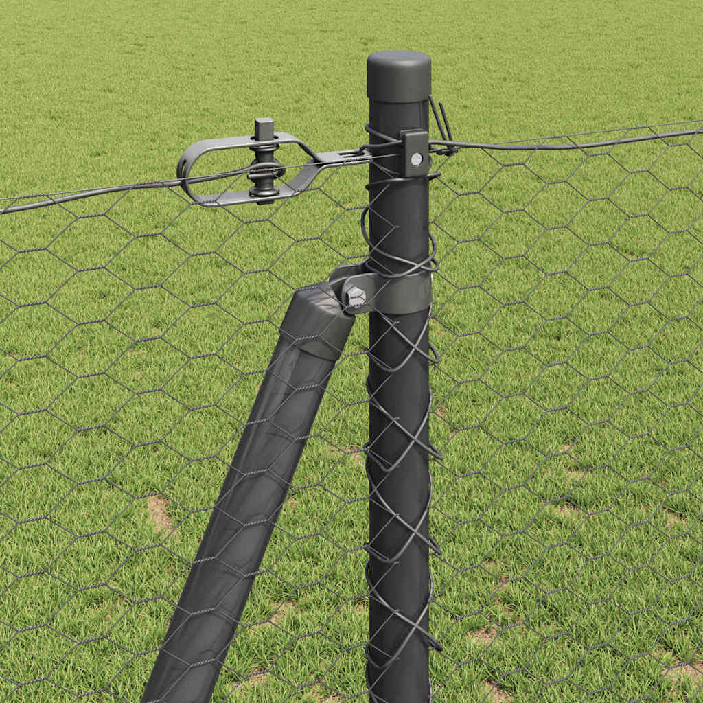 Zaun mit Pfosten Grau 1,2 x 100 m PVC-beschichteter Stahl