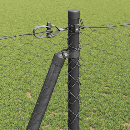 Zaun mit Pfosten Grau 1,2 x 100 m PVC-beschichteter Stahl