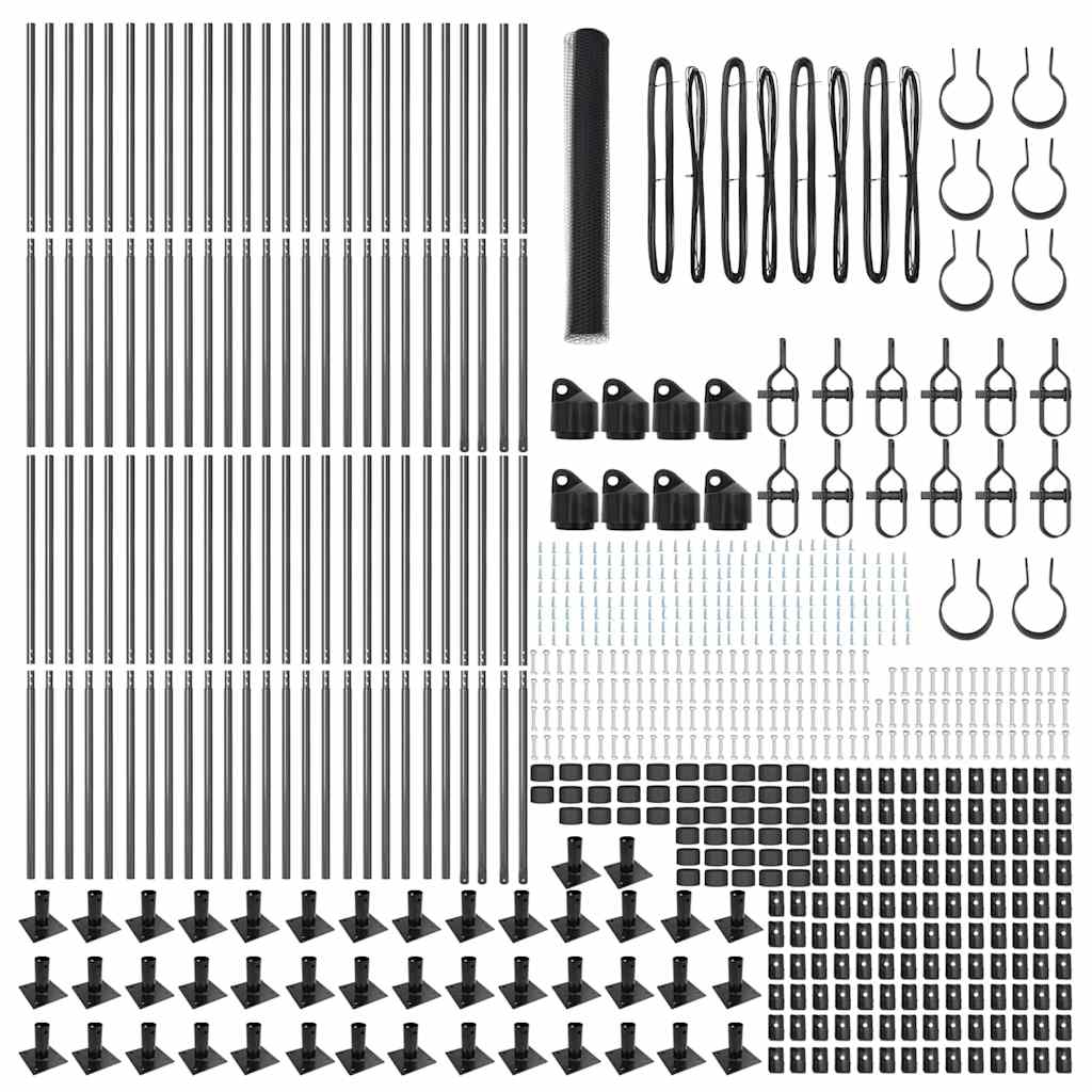 Zaun mit Pfosten Grau 1,2 x 100 m PVC-beschichteter Stahl