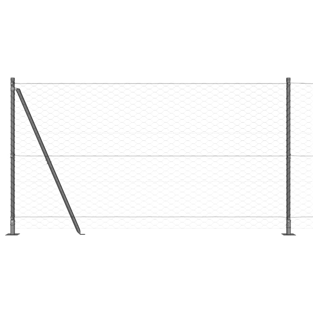 Zaun mit Pfosten Grau 1,2 x 100 m PVC-beschichteter Stahl