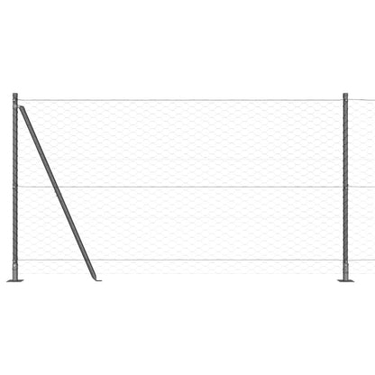 Zaun mit Pfosten Grau 1,2 x 100 m PVC-beschichteter Stahl