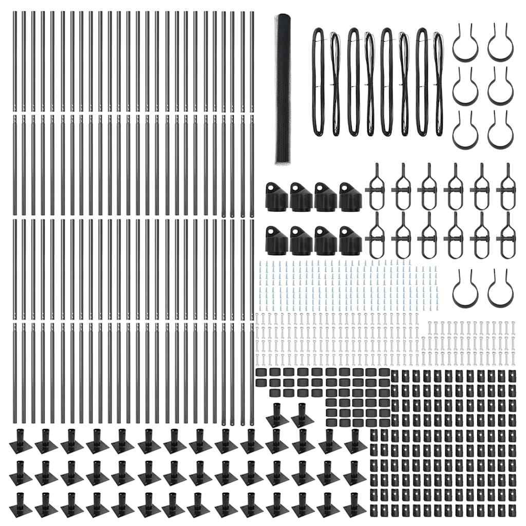 Zaun mit Pfosten Grau 1,4 x 100 m PVC-beschichteter Stahl