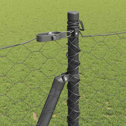 Zaun mit Pfosten Grau 1,6 x 100 m PVC-beschichteter Stahl