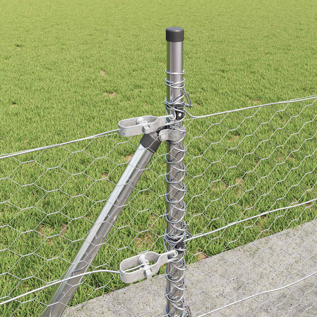 Zaun mit Pfosten Silber 0,5 x 10 m PVC-beschichteter Stahl