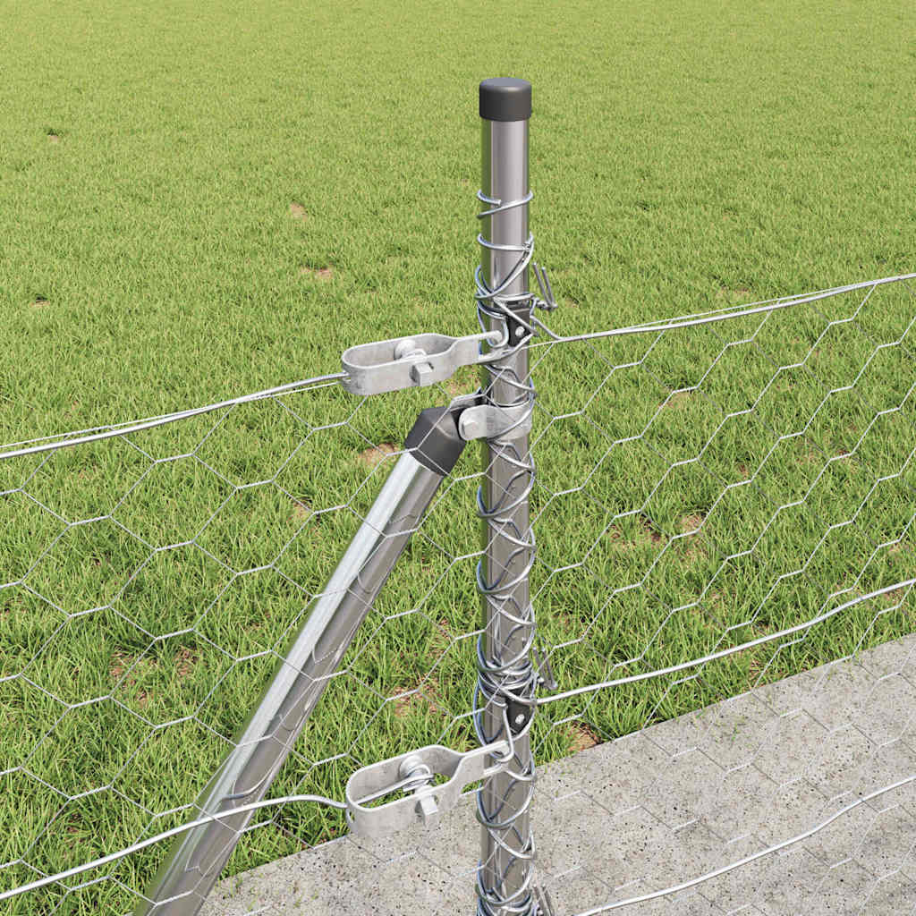 Zaun mit Pfosten Silber 0,5 x 10 m PVC-beschichteter Stahl
