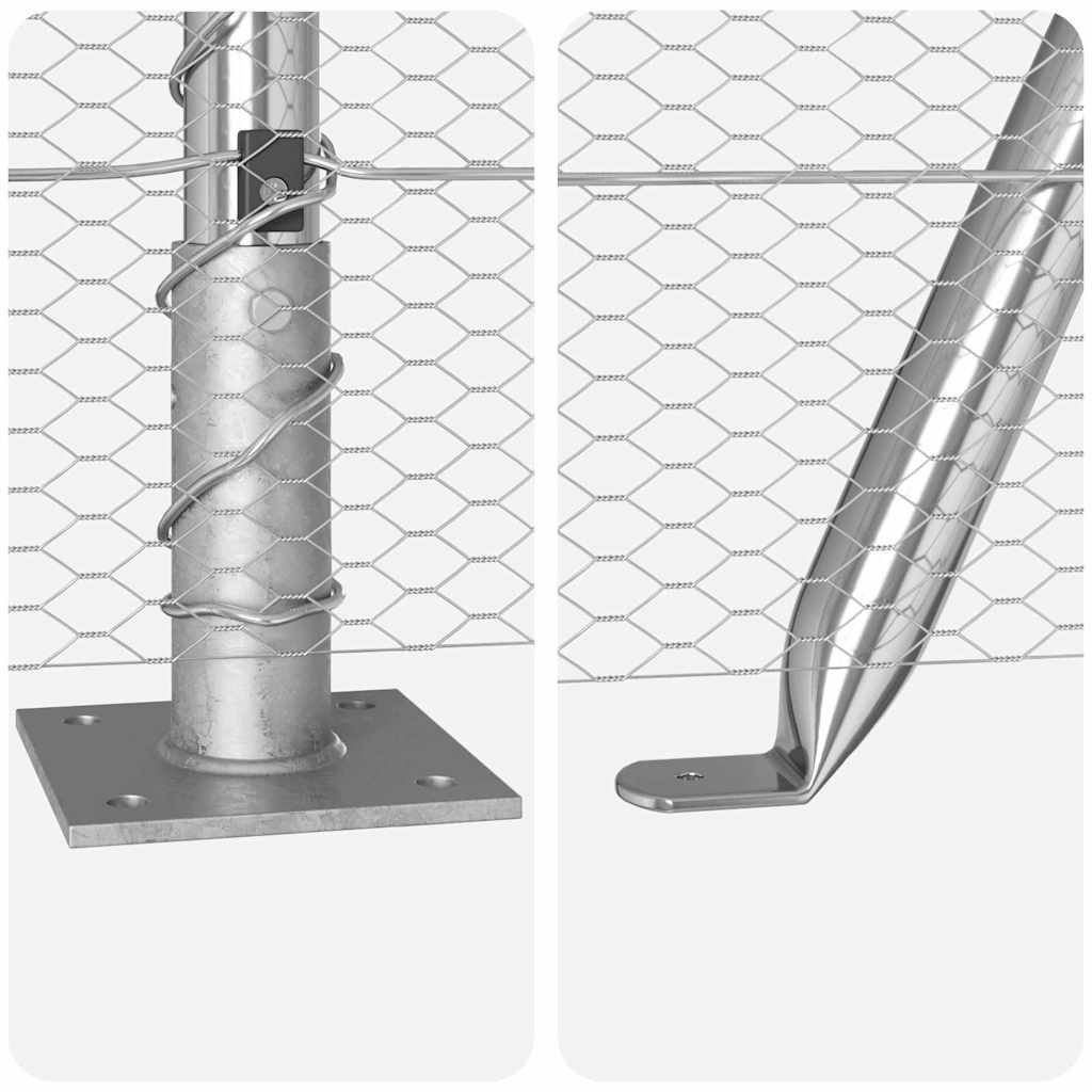 Zaun mit Pfosten Silber 0,6 x 10 m PVC-beschichteter Stahl