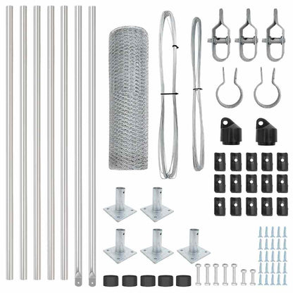 Zaun mit Pfosten Silber 0,6 x 10 m PVC-beschichteter Stahl