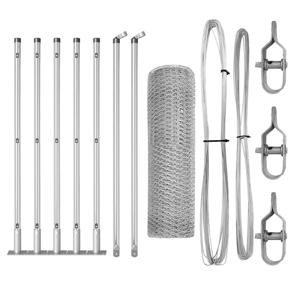 Zaun mit Pfosten Silber 0,6 x 10 m PVC-beschichteter Stahl