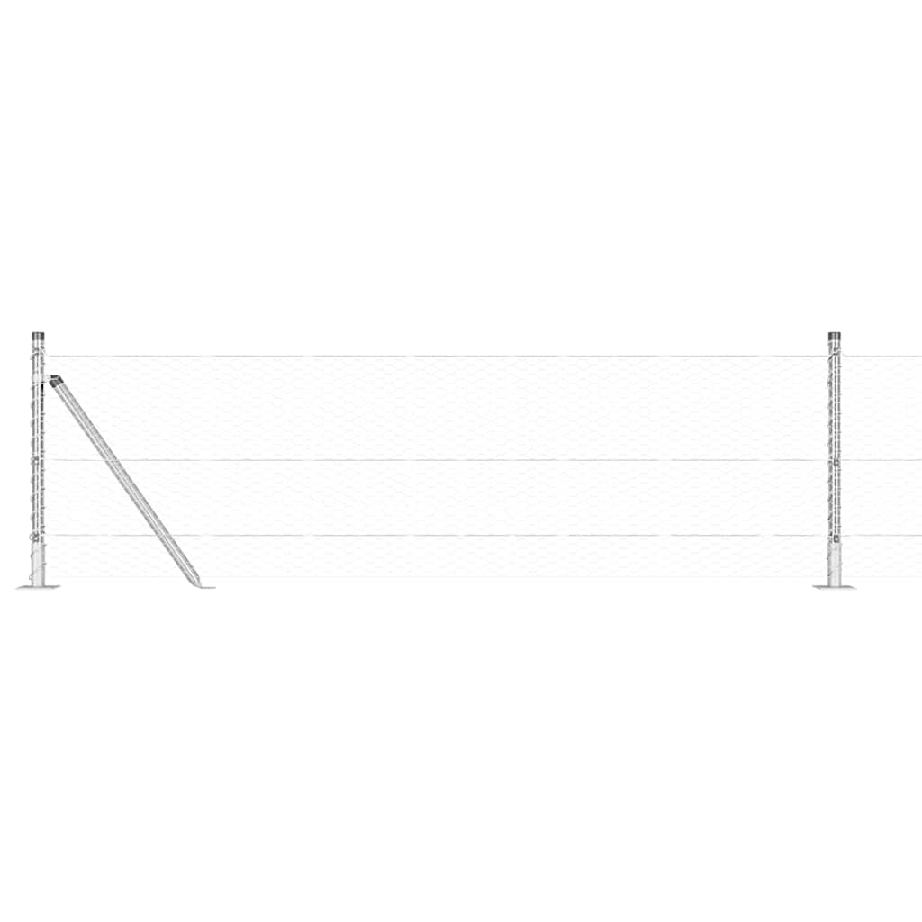 Zaun mit Pfosten Silber 0,6 x 10 m PVC-beschichteter Stahl