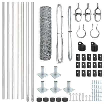 Zaun mit Pfosten Silber 0,6 x 10 m PVC-beschichteter Stahl