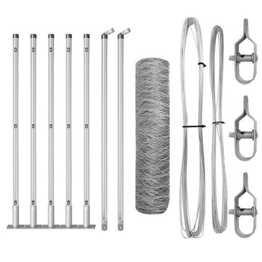 Zaun mit Pfosten Silber 0,6 x 10 m PVC-beschichteter Stahl