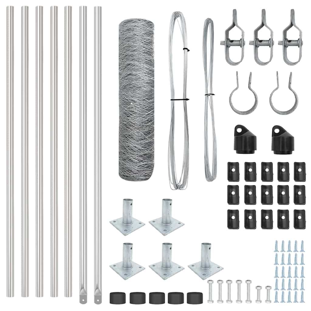 Zaun mit Pfosten Silber 0,6 x 10 m PVC-beschichteter Stahl