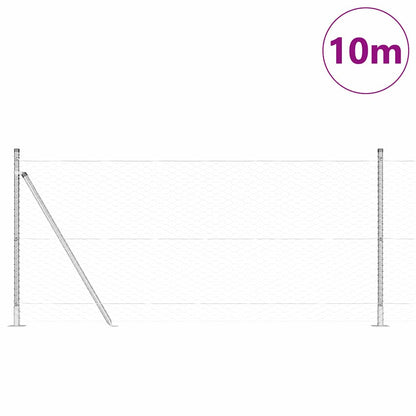 Zaun mit Pfosten Silber 0,8 x 10 m PVC-beschichteter Stahl
