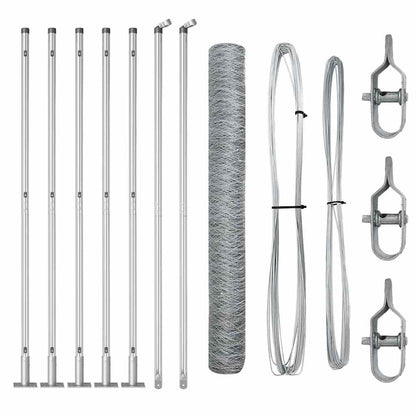 Zaun mit Pfosten Silber 0,8 x 10 m PVC-beschichteter Stahl
