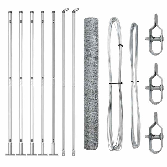Zaun mit Pfosten Silber 0,8 x 10 m PVC-beschichteter Stahl
