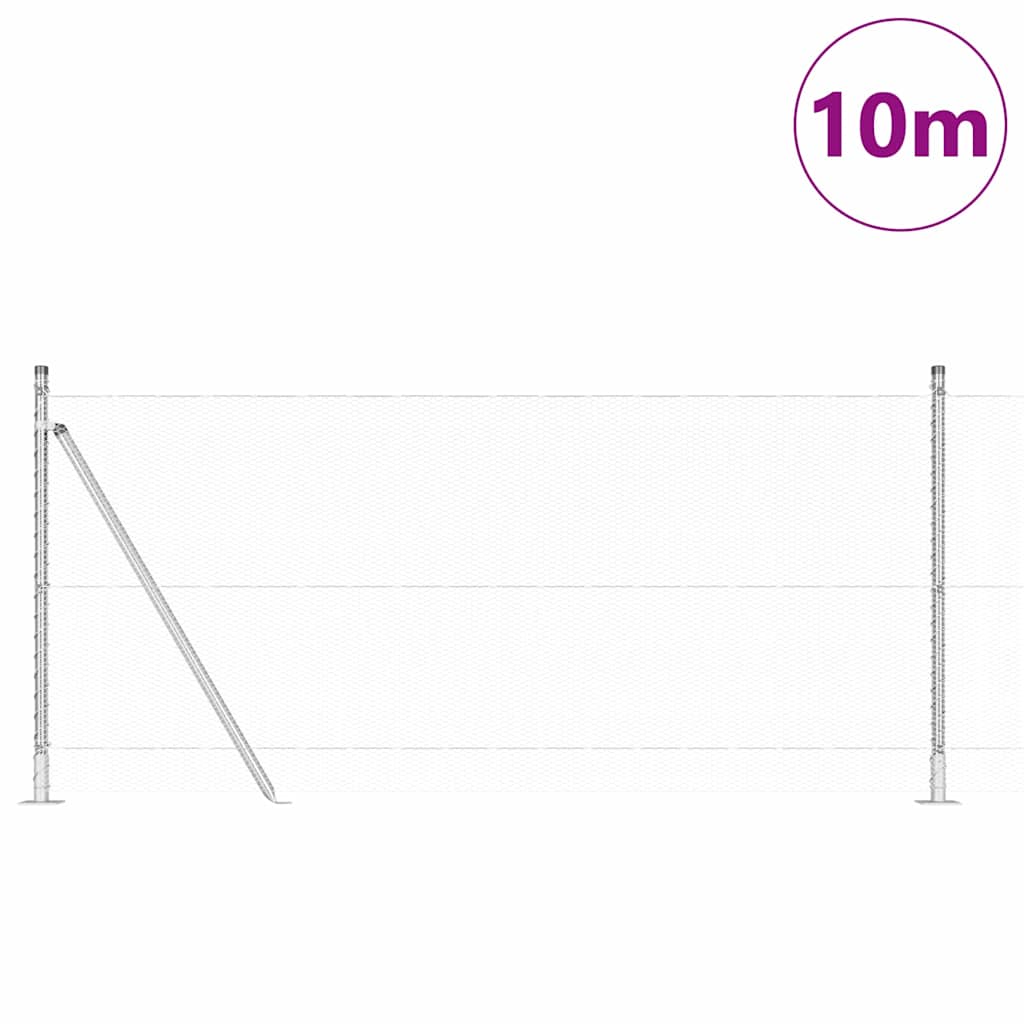 Zaun mit Pfosten Silber 1 x 10 m PVC-beschichteter Stahl