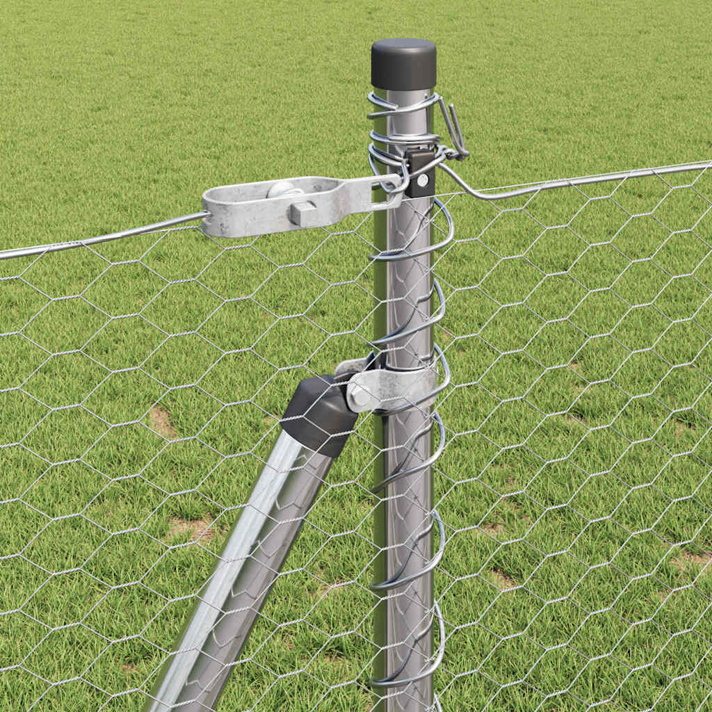 Zaun mit Pfosten Silber 1 x 10 m PVC-beschichteter Stahl