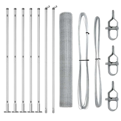 Zaun mit Pfosten Silber 1 x 10 m PVC-beschichteter Stahl