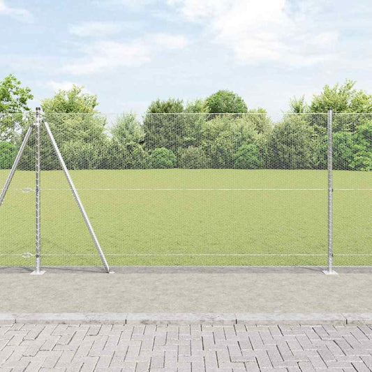 Zaun mit Pfosten Silber 1,2 x 10 m PVC-beschichteter Stahl