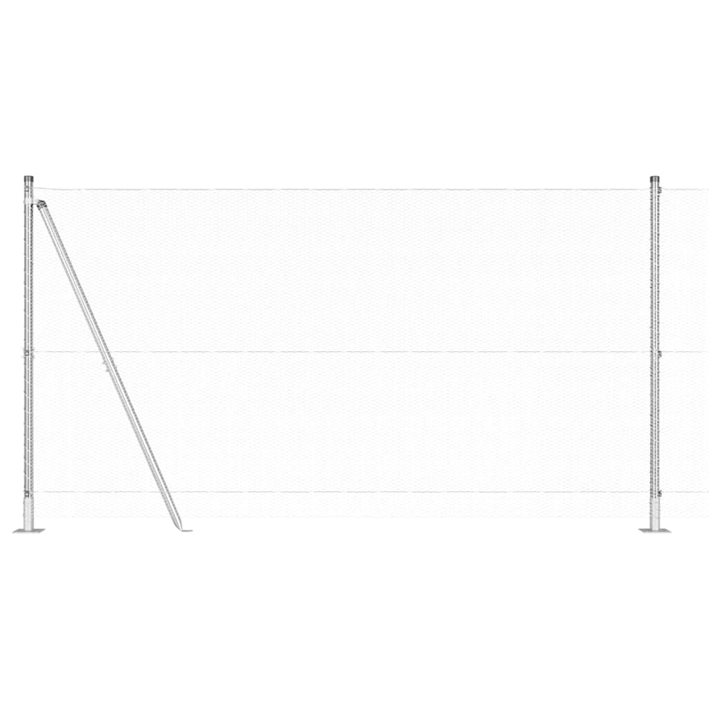 Zaun mit Pfosten Silber 1,2 x 10 m PVC-beschichteter Stahl