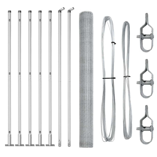 Zaun mit Pfosten Silber 1,4 x 10 m PVC-beschichteter Stahl