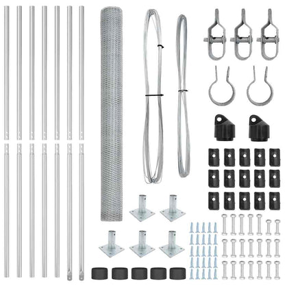 Zaun mit Pfosten Silber 1,4 x 10 m PVC-beschichteter Stahl