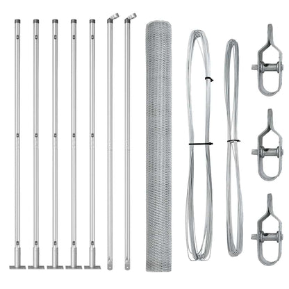 Zaun mit Pfosten Silber 1,6 x 10 m PVC-beschichteter Stahl