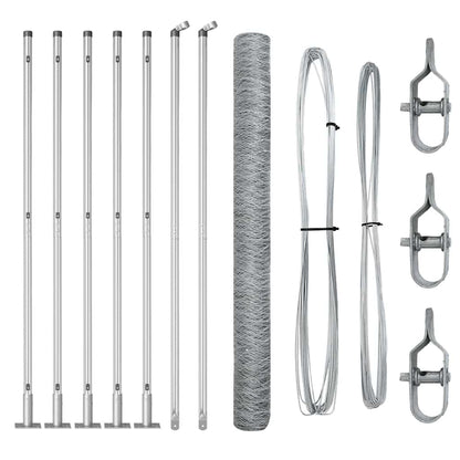 Zaun mit Pfosten Silber 1,6 x 10 m PVC-beschichteter Stahl