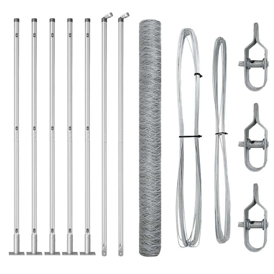 Zaun mit Pfosten Silber 1,6 x 10 m PVC-beschichteter Stahl