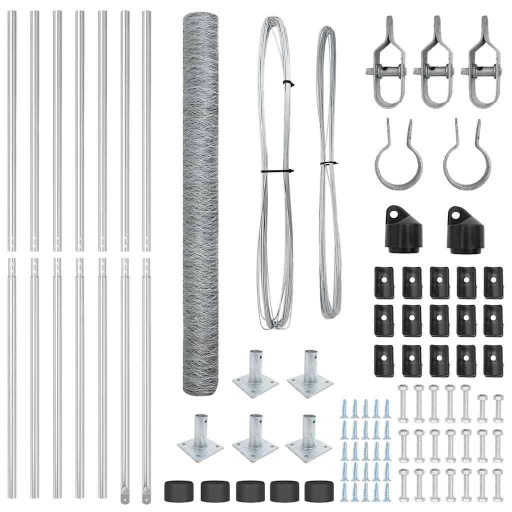 Zaun mit Pfosten Silber 1,6 x 10 m PVC-beschichteter Stahl