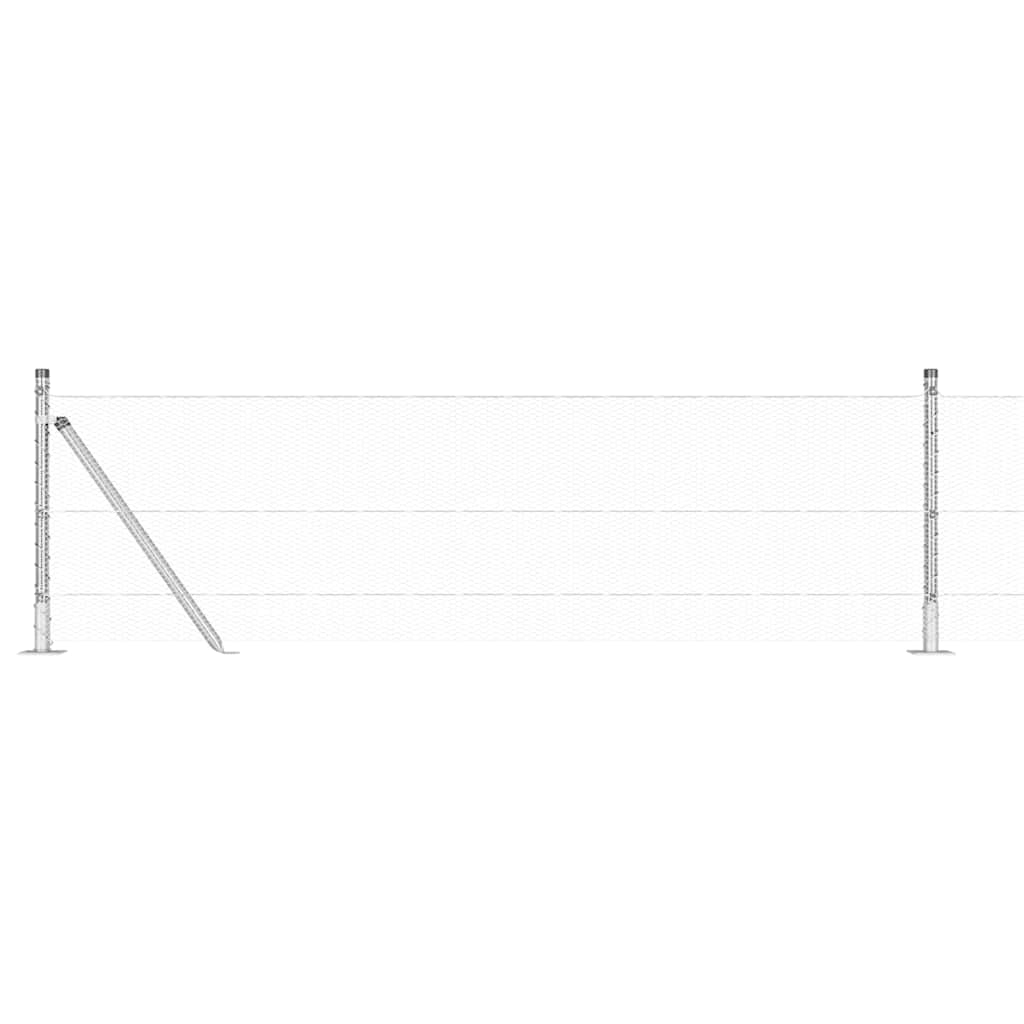 Zaun mit Pfosten Silber 0,4 x 25 m PVC-beschichteter Stahl