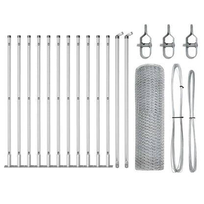 Zaun mit Pfosten Silber 0,4 x 25 m PVC-beschichteter Stahl