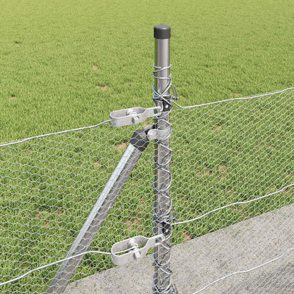 Zaun mit Pfosten Silber 0,5 x 25 m PVC-beschichteter Stahl