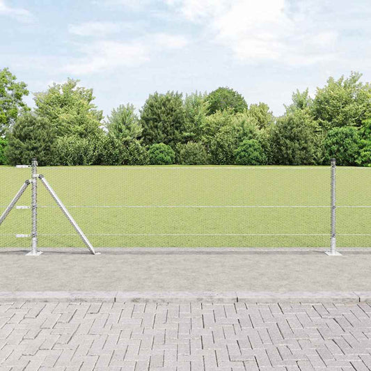 Zaun mit Pfosten Silber 0,5 x 25 m PVC-beschichteter Stahl
