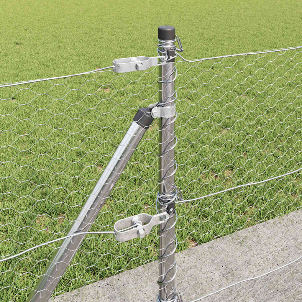Zaun mit Pfosten Silber 0,5 x 25 m PVC-beschichteter Stahl