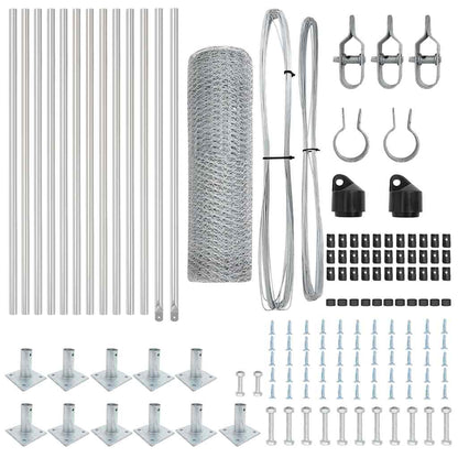 Zaun mit Pfosten Silber 0,5 x 25 m PVC-beschichteter Stahl