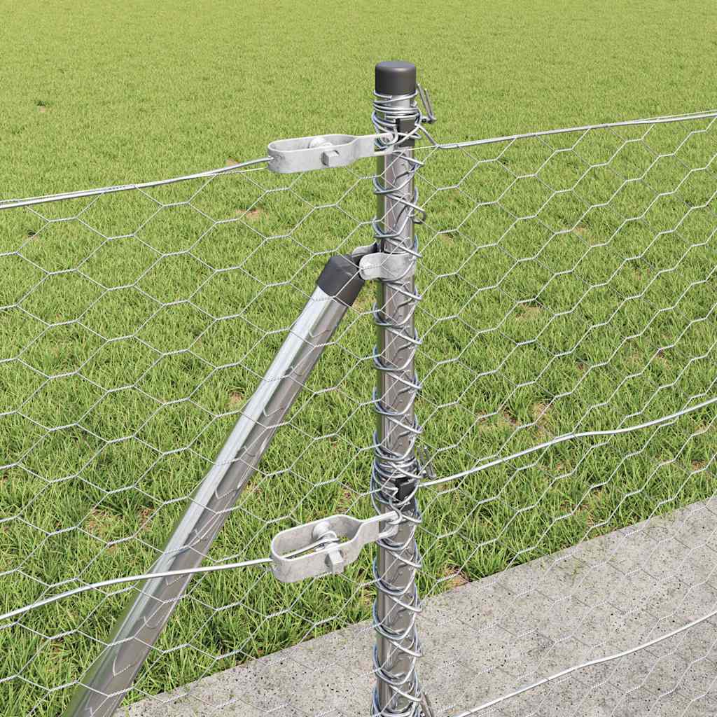Zaun mit Pfosten Silber 0,5 x 25 m PVC-beschichteter Stahl