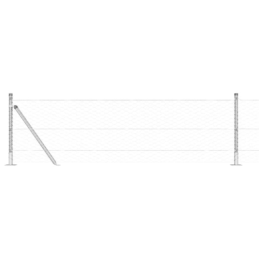 Zaun mit Pfosten Silber 0,5 x 25 m PVC-beschichteter Stahl