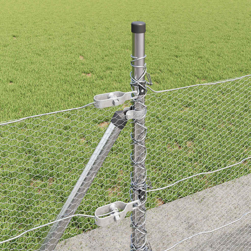 Zaun mit Pfosten Silber 0,6 x 25 m PVC-beschichteter Stahl
