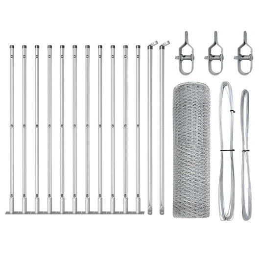 Zaun mit Pfosten Silber 0,6 x 25 m PVC-beschichteter Stahl