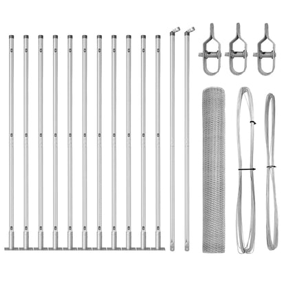 Zaun mit Pfosten Silber 1 x 25 m PVC-beschichteter Stahl