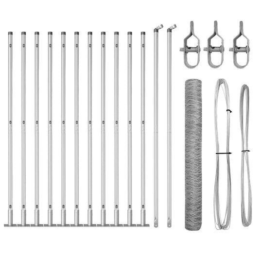 Zaun mit Pfosten Silber 1 x 25 m PVC-beschichteter Stahl