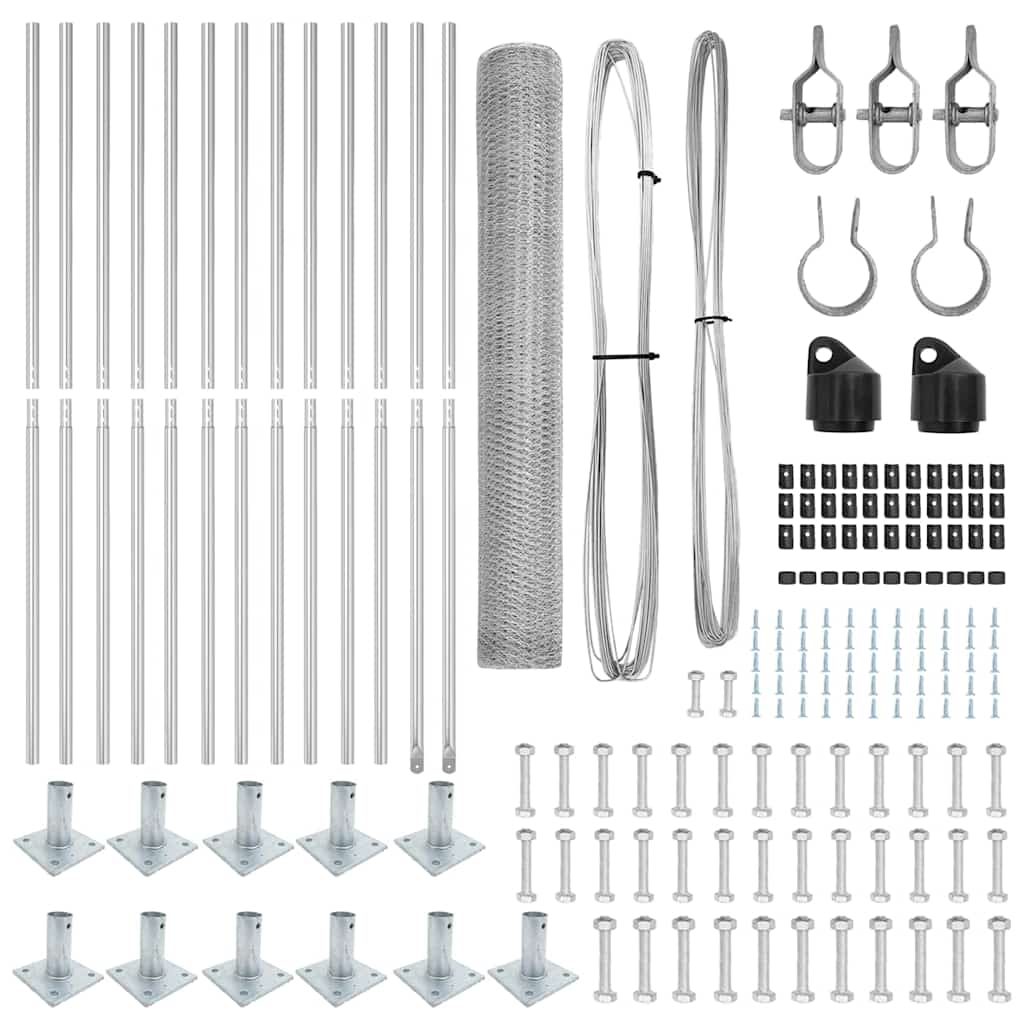 Zaun mit Pfosten Silber 1,2 x 25 m PVC-beschichteter Stahl